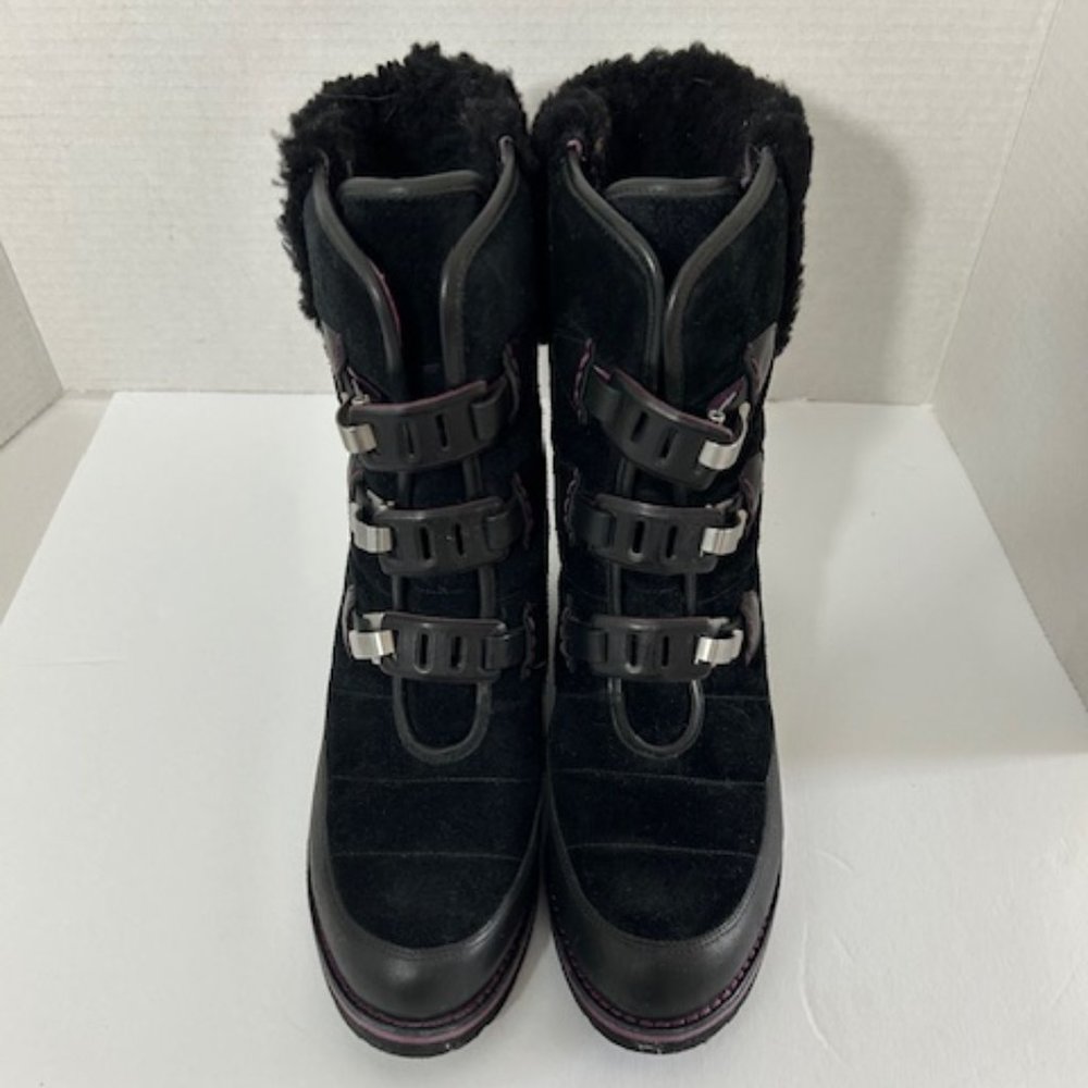 Cole Haan Nike Air Black Waterproof Shearling Lania Boots  Sz 7 1/2